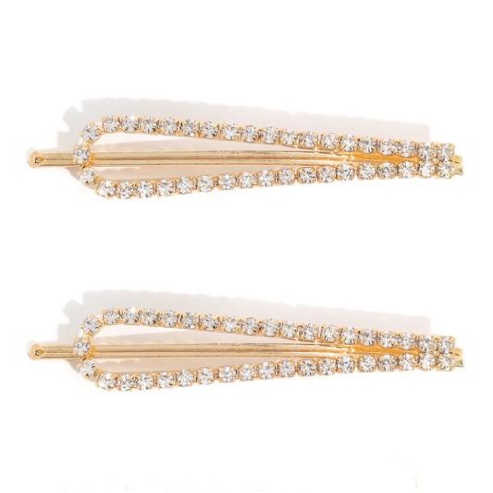 Rhinestone Hair Pin Set Gold